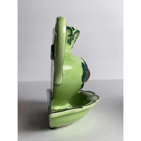 Lipper & Mann pitcher/basin shaped green wall pocket vase - Picture 5 of 8